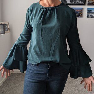 Turquoise bell sleeve top